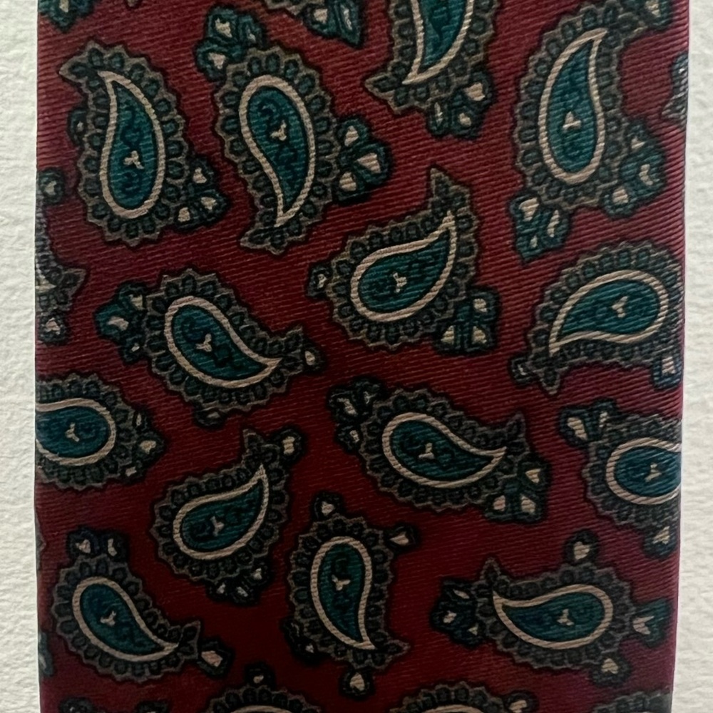 John Ashford Burgundy and Teal Paisley Tie